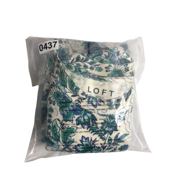 LOFT Sweater Top Womens M Floral Garden Puff Sleeve Lightweight Cottagecore Boho - Picture 14 of 14